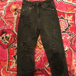 High Waisted Ripped Black Jeans